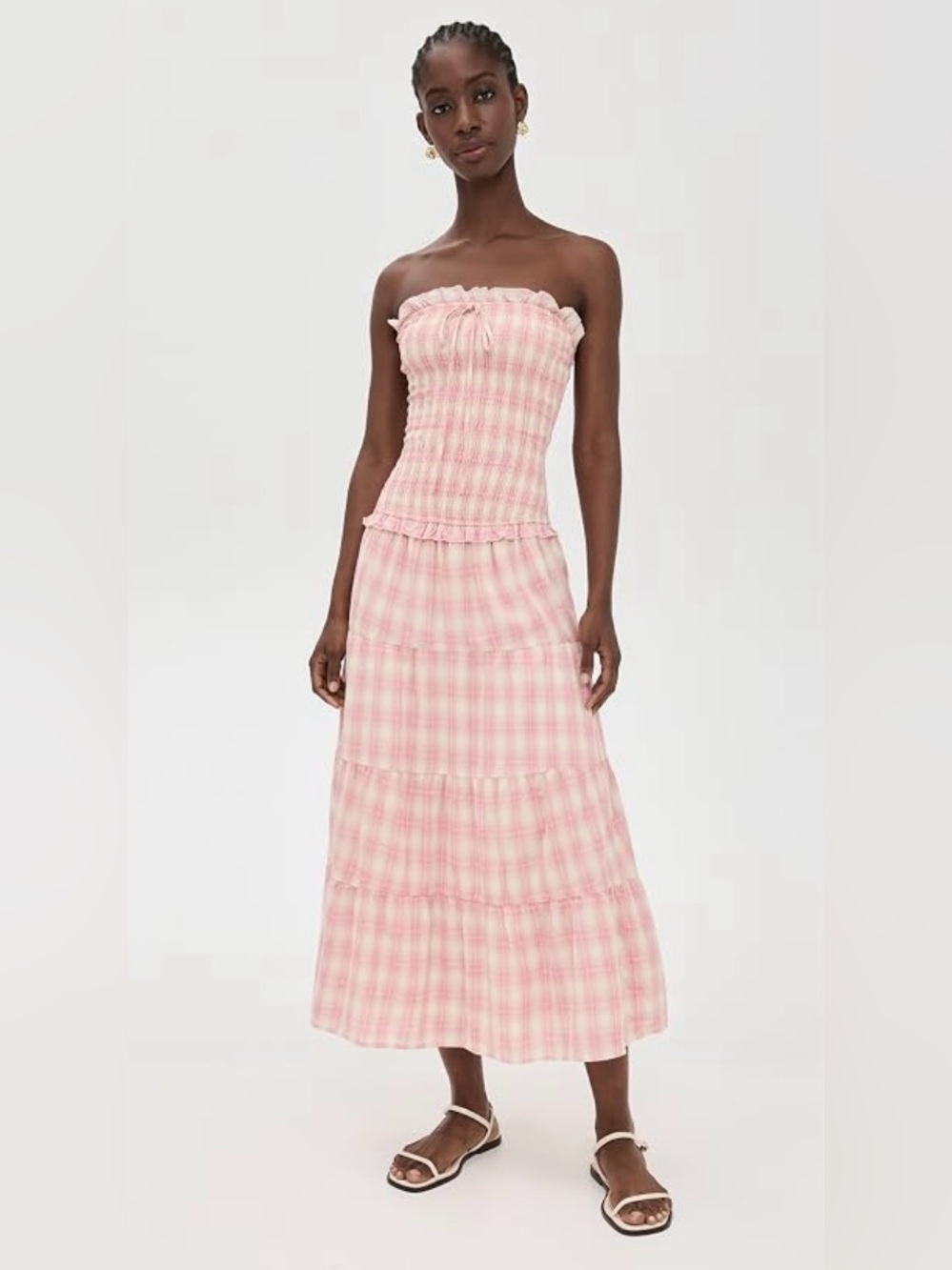 BAILEY ROSE
Plaid Maxi Dress in Pink